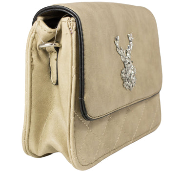 Gesteppte Trachten Handtasche "Anni" mit Hirsch Applikation | Sand