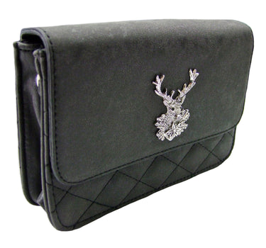 Gesteppte Trachten Handtasche "Anni" mit Hirsch Applikation | Schwarz