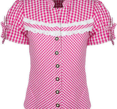 MADDOX Kinder Trachten Bluse "Emma" | Pink kariert