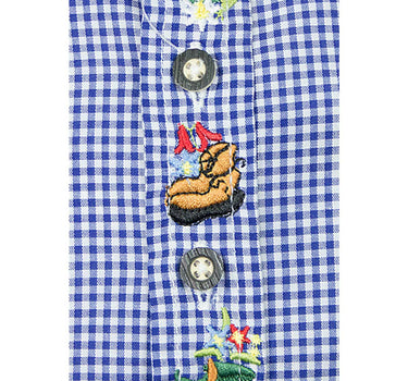 MADDOX Kinder Trachtenhemd "Niko" mit Stickereien | Blau Kariert