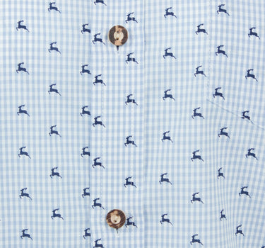 Isar-Trachten Kinder Trachtenhemd "Malte" Hirschdesign 52913 | Hellblau Kariert