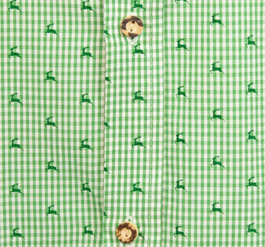 Isar-Trachten Kinder Trachtenhemd "Malte" Hirschdesign 52913 | Grün Kariert