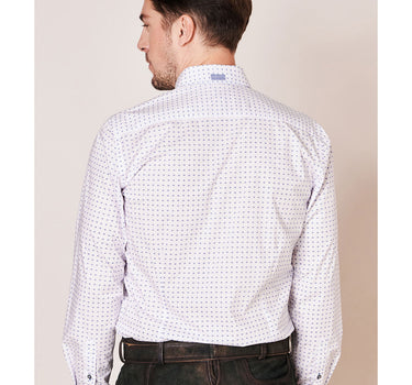 Krüger BUAM Trachtenhemd "Johann" mit Muster 912467 | Weiß Blau