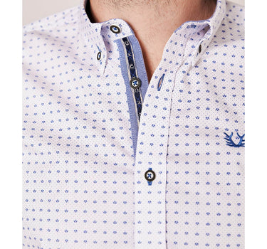 Krüger BUAM Trachtenhemd "Johann" mit Muster 912467 | Weiß Blau