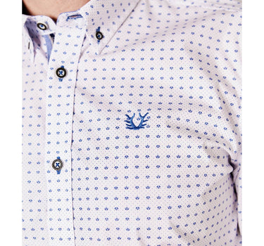 Krüger BUAM Trachtenhemd "Johann" mit Muster 912467 | Weiß Blau