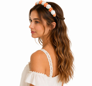 Blumen Haarreif mit Rosen | Apricot Weiß