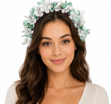 Blumen Haarreif "Marissa" mit zarten Blüten | Hellgrün