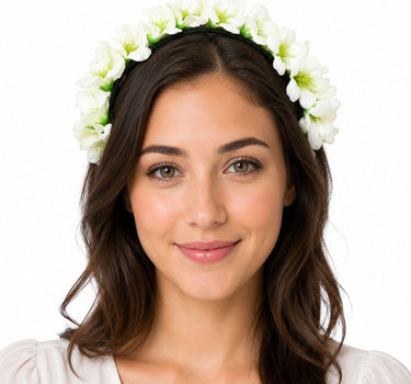 Blumen Haarreif "Ranya" mit Seidenblüten | Creme Weiß