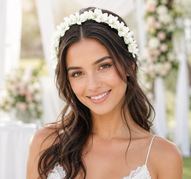 Blumen Haarreif "Ranya" mit Seidenblüten | Creme Weiß