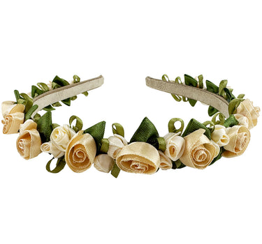 Blumen Haarreif "Rosalie" mit Rosenblüten | Creme Gold