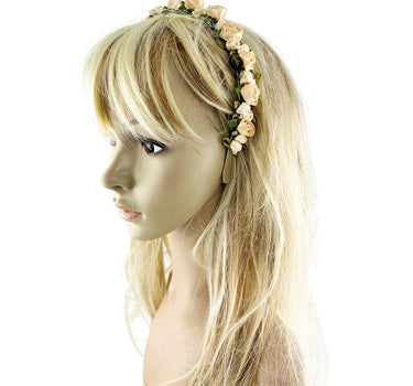 Blumen Haarreif "Rosalie" mit Rosenblüten | Creme Gold