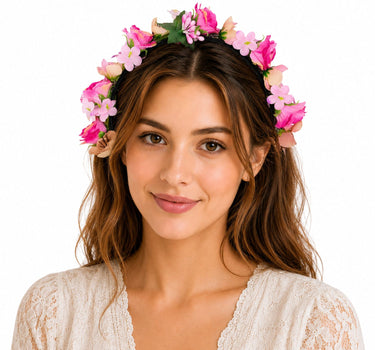 Blumen Haarreif "Sabia" mit Rosen und Blüten | Pink Creme