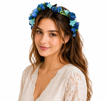 Blumen Haarreif "Sabia" mit Rosen und Blüten | Blau
