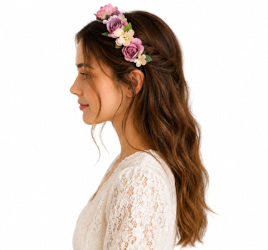Blumen Haarreif "Sabia" mit Rosen und Blüten | Altrosa Creme
