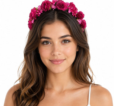 Blumen Haarreif "Sabia" mit Rosen und Blüten | Pink