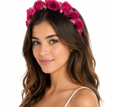 Blumen Haarreif "Sabia" mit Rosen und Blüten | Pink