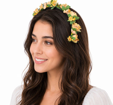 Blumen Haarreif "Sabia" mit Rosen und Blüten | Apricot