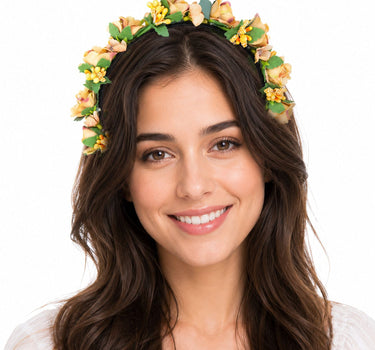 Blumen Haarreif "Sabia" mit Rosen und Blüten | Apricot