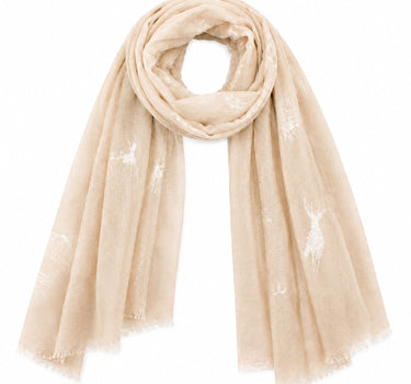 Trachten Halstuch Schal Uni mit Glitter Hirsch | Beige