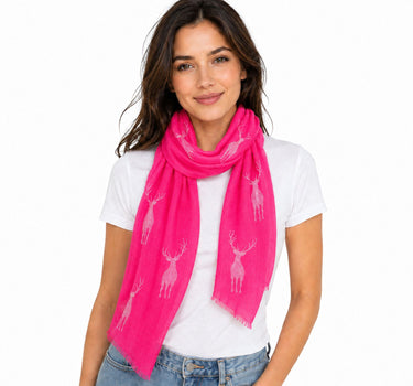 Trachten Halstuch Schal Uni mit Glitter Hirsch | Pink