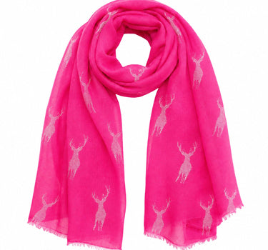 Trachten Halstuch Schal Uni mit Glitter Hirsch | Pink