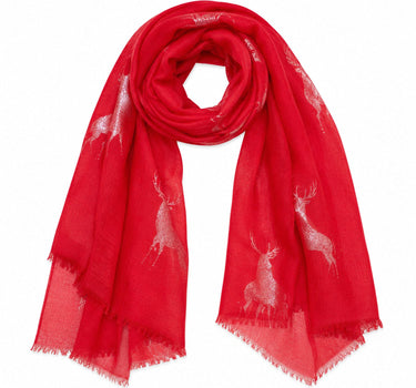 Trachten Halstuch Schal Uni mit Glitter Hirsch | Rot