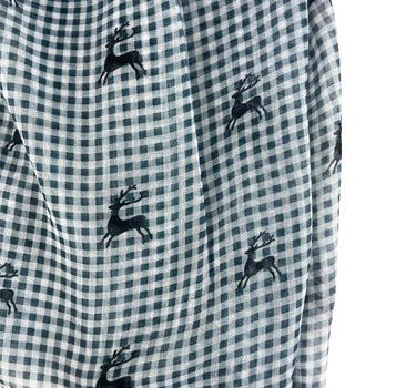 Trachten Halstuch Schal Kariert mit Hirschmotiv 185 x 70 cm | Grau