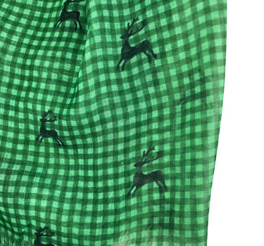Trachten Halstuch Schal Kariert mit Hirschmotiv 185 x 70 cm | Grün