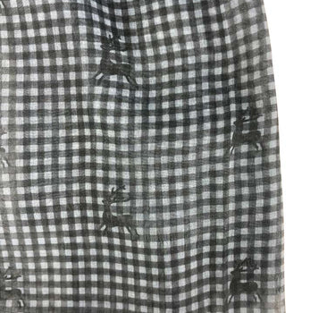 Trachten Halstuch Schal Kariert mit Hirschmotiv 185 x 70 cm | Schwarz