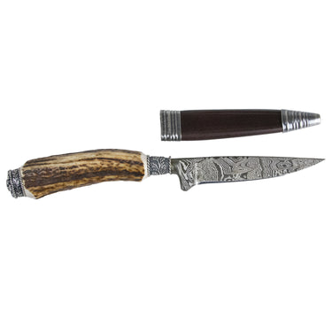 Funk Hirschhorn Trachtenmesser mit Damastklinge und Zierkappe | Edelweiß