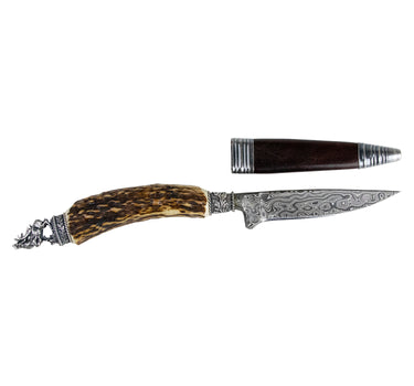 Funk Hirschhorn Trachtenmesser mit Damastklinge und Zierfigur | Hirsch