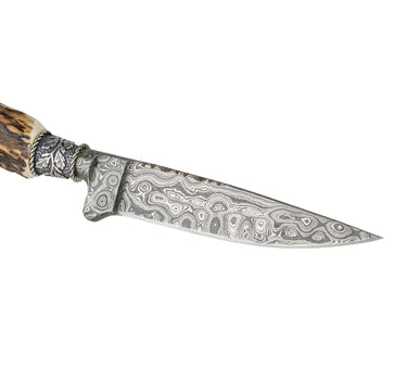Funk Hirschhorn Trachtenmesser mit Damastklinge und Zierfigur | Hirsch