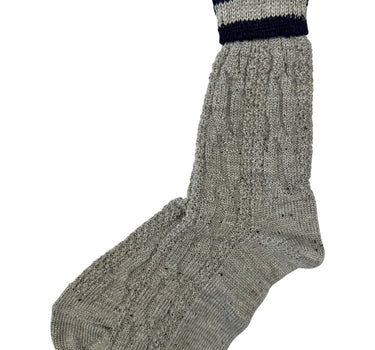 Trachten Umschlagsocken mit Bündchen Zopfmuster - Trachtenstrümpfe | Nuss Marine