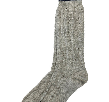 Trachten Shopper Socken mit Zopfmuster und Streifen - Trachtenstrümpfe | Nuss Marine