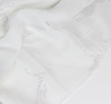 Trachten Halstuch Schal Uni mit Glitter Hirsch | Weiß