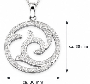 LUISIA Edelstahl Halskette 50+5 cm "Welle mit Zirkonia" | Silber