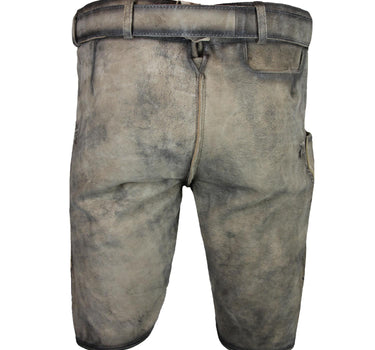 MADDOX Kurze Herren Lederhose "Zugersee" mit Gürtel | Antik R. Zement