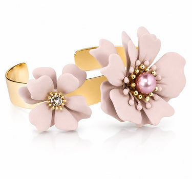 LUISIA® Armreif Armspange "Nelia" mit Blumen - 16 Karat vergoldet | Altrosa