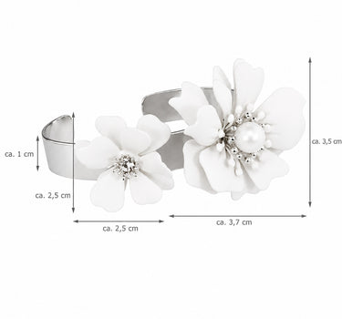 LUISIA® Armreif Armspange "Nelia" mit Blumen - 16 Karat vergoldet | Weiß