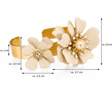 LUISIA® Armreif Armspange "Nelia" mit Blumen - 16 Karat vergoldet | Sand