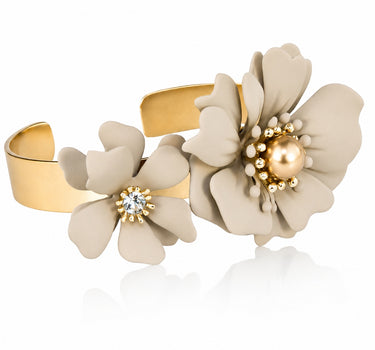 LUISIA® Armreif Armspange "Nelia" mit Blumen - 16 Karat vergoldet | Sand