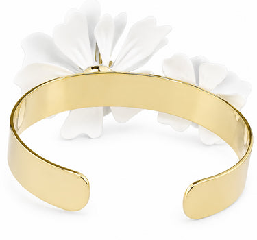 LUISIA® Armreif Armspange "Nelia" mit Blumen - 16 Karat vergoldet | Weiß