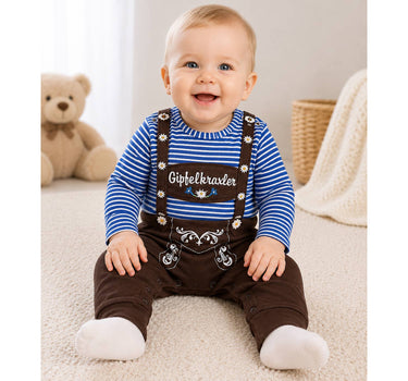 BONDI Baby Strampler "Gipfelkraxler" 91837 | Stripe blue grey