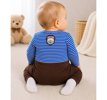 BONDI Baby Strampler "Gipfelkraxler" 91837 | Stripe blue grey