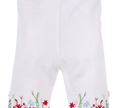 BONDI Capri Leggings "Blumenwiese" mit Stickerei 86627 - Weiß / Bunt | Baby Kinder Sommerhose