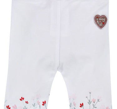 BONDI Baby Mädchen Capri Hose Leggings "Blumenwiese" 86857 | Weiß