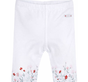 BONDI Baby Mädchen Capri Hose Leggings "Blumenwiese" 86857 | Weiß
