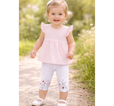 BONDI Baby Mädchen Capri Hose Leggings "Blumenwiese" 86857 | Weiß