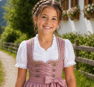 Isar-Trachten Kinder Dirndlbluse "Melissa" Herzausschnitt 70733 | Weiß