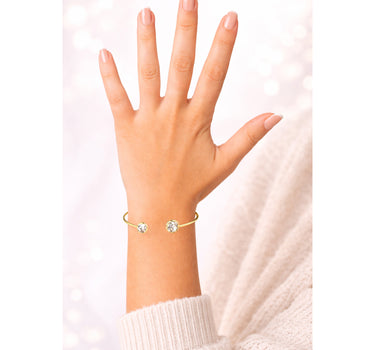 LUISIA® Einreihiger Armreif "Fjella" mit zwei Premium Kristallen - Silber / Light Topas